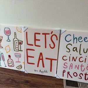 Colorful Wall Art Set with Fun Dining Themes